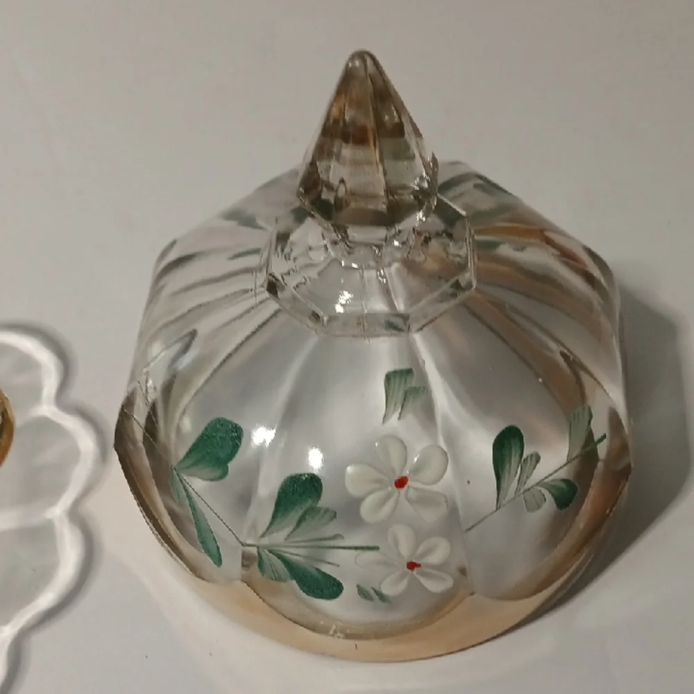 Vintage EAPG Hand Painted Cheese/ Butter Dome